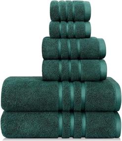 img 4 attached to Josmon Bath Towel Set: Luxury Pine Cotton Towels - 6 Pieces for High 🛀 Absorbency at Hotel, Spa, and Gym – Includes 2 Bath Towels, 2 Hand Towels, 2 Washcloths