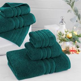 img 1 attached to Josmon Bath Towel Set: Luxury Pine Cotton Towels - 6 Pieces for High 🛀 Absorbency at Hotel, Spa, and Gym – Includes 2 Bath Towels, 2 Hand Towels, 2 Washcloths