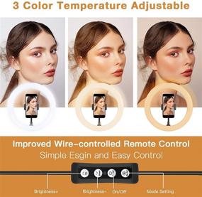 img 3 attached to Enhance Your Live Streaming and Photo Shooting with the 10 inch Ring Light: Stand, Phone Holder, 3 Color Lighting Modes, Adjustable Brightness, 360° Rotation, Remote Control, and Photo Shot Capability for Flawless Makeup Application