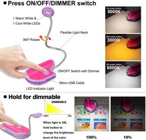 img 3 attached to Kids Rechargeable Book Reading Light with 3 Lighting Modes for Bedtime Reading, Clip-On Book Night Light with Flexible Gooseneck, Portable Bookmark Light with Dimmable Feature - Ideal for Bookworms