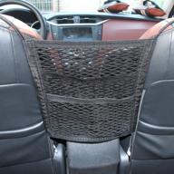 🚗 car seat net organizer: universal stretchy backseat dog barrier, tissue purse holder, driver storage netting pouch, pet disturb stopper, seat mesh obstacle - 3-layer logo