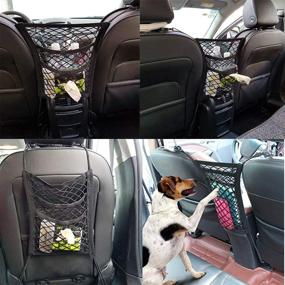 img 2 attached to 🚗 Car Seat Net Organizer: Universal Stretchy Backseat Dog Barrier, Tissue Purse Holder, Driver Storage Netting Pouch, Pet Disturb Stopper, Seat Mesh Obstacle - 3-Layer