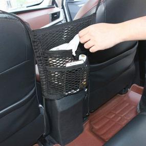 img 3 attached to 🚗 Car Seat Net Organizer: Universal Stretchy Backseat Dog Barrier, Tissue Purse Holder, Driver Storage Netting Pouch, Pet Disturb Stopper, Seat Mesh Obstacle - 3-Layer