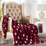 🔴 jyk flannel fleece throw blanket, 50"x60", red star - soft and lightweight couch blanket logo