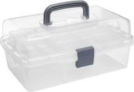 📦 mygift clear plastic 2-tier trays craft supply storage box/first aid carrying case with top handle & latch lock - organize and protect your supplies logo