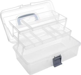 img 3 attached to 📦 MyGift Clear Plastic 2-Tier Trays Craft Supply Storage Box/First Aid Carrying Case with Top Handle & Latch Lock - Organize and Protect Your Supplies