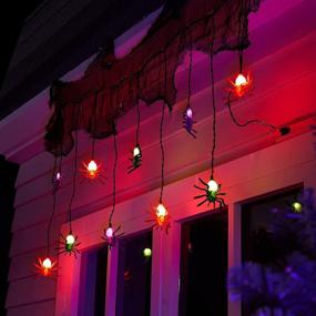 img 3 attached to 🕷️ Spooktacular Halloween String Lights: 7.8 Feet Spider Web Lights with Mesh Creepy Cloth and Giant Spider - Perfect for Haunted House Party Backdrops and Outdoor Yard Decor