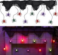 🕷️ spooktacular halloween string lights: 7.8 feet spider web lights with mesh creepy cloth and giant spider - perfect for haunted house party backdrops and outdoor yard decor логотип