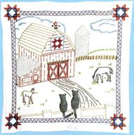 🔲 dempsey stamped white wall/lap quilt, 36x36, barn - shop now! logo