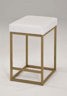 🪑 gold metal base bar stool with white bonded leather cushion, 24" height, 1 chair логотип