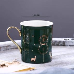 img 3 attached to 🎄 WAVEYU Cute Christmas Coffee Mug - Golden Handle Decorative Ceramic Cup for Women, Perfect Gifts - 10 OZ (Green)