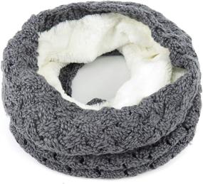 img 3 attached to 🧣 Double Velvet Infinity Scarf: Stylish Ribbed Knit Neck Warmer for Men and Women - Cozy Fleece Lined Circle Loop Scarf