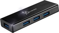 🔌 j5create 4-port usb 3.0 data hub: faster data transfer with extended cable and power adapter for mac, macbook, windows, laptop, surface, xps, pc (juh340) логотип