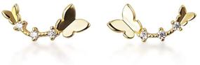 img 4 attached to Butterfly Earrings Sterling Rhinestone Hypoallergenic Girls' Jewelry