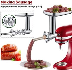 img 2 attached to 🍲 Enhance Your KitchenAid Stand Mixer with GVODE Metal Food Grinder Attachment, Complete with 2 Sausage Stuffer Accessories for Superior Performance