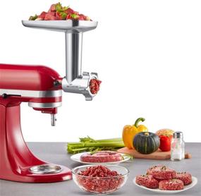img 1 attached to 🍲 Enhance Your KitchenAid Stand Mixer with GVODE Metal Food Grinder Attachment, Complete with 2 Sausage Stuffer Accessories for Superior Performance