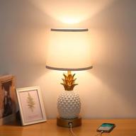 🍍 modern bedside touch lamp with usb charging port, 3-way dimmable pineapple led lamp with white shade for living room, bedroom, guest room, office - includes 6w led edison bulb логотип