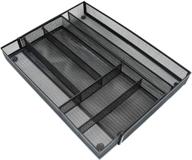 🔪 black expandable mesh metal cutlery tray - 6 compartments kitchen drawer organizer for utensil flatware dividers cutlery логотип