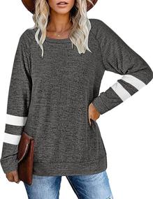 img 3 attached to 👚 Striped Long Sleeve Crewneck Sweatshirts - Color Block Tunic Tops for Women (Sizes S-XXL)