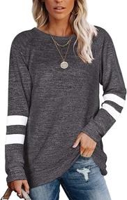 img 4 attached to 👚 Striped Long Sleeve Crewneck Sweatshirts - Color Block Tunic Tops for Women (Sizes S-XXL)