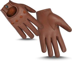 img 2 attached to Genuine Leather Full Finger Driving Stitched Men's Accessories