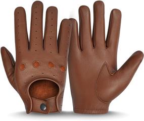 img 4 attached to Genuine Leather Full Finger Driving Stitched Men's Accessories