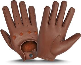 img 3 attached to Genuine Leather Full Finger Driving Stitched Men's Accessories