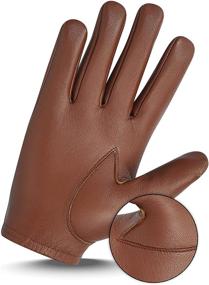 img 1 attached to Genuine Leather Full Finger Driving Stitched Men's Accessories