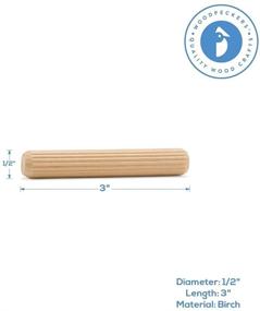 img 3 attached to 🪵 Woodpeckers Pack of 50 Fluted Dowel Pins 3 inch x 1/2 inch for Furniture & Wood Crafts