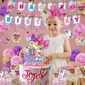 img 1 attached to 🎉 Complete JoJo Birthday Party Supplies Pack with Hair Bow, Banner, Swirls & More!