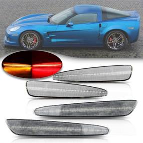 img 4 attached to NSLUMO LED Side Marker Lights for Chevy Corvette C6 Z06 ZR1 2005-2013 - Clear Lens Amber Front & Rear Red C6 Marker Lights to Upgrade OEM Sidemarker Lamps