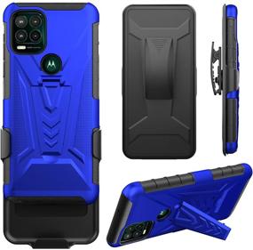 img 2 attached to Aoways Belt-Clip Holster Case for Motorola Moto G Stylus 5G with Screen Protector | Heavy Duty Drop Protection | Full Body Rugged Military Grade Tough Durable Phone Cover | Moto G Stylus 5G | Blue