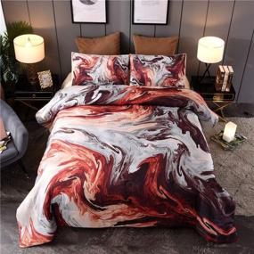 img 4 attached to 🎨 Marble Queen Size Comforter Set: Vibrant Bedding with Oil Painting Design - 3 Pcs Set Including Matching Pillow Sham