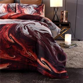 img 2 attached to 🎨 Marble Queen Size Comforter Set: Vibrant Bedding with Oil Painting Design - 3 Pcs Set Including Matching Pillow Sham