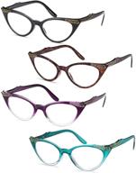 chic cat eye ladies fashion readers - gamma ray women's reading glasses - set of 4 pairs logo