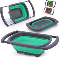 🥦 zulay collapsible colander - over the sink strainer with extendable handles - foldable food colanders for pasta, vegetables, and fruits - collapsible silicone colander (malachite green) logo