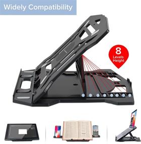 img 2 attached to 👨 Adjustable Drawing Tablet and Laptop Stand Holder with 2 Phone Holders, 8 Viewing Angles - Compatible for 8-18 inch iPad, Kindle, Surface Pro, MacBook, and E-Reader - Ideal Desk Laptop Stand for Better Ergonomics