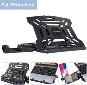 img 1 attached to 👨 Adjustable Drawing Tablet and Laptop Stand Holder with 2 Phone Holders, 8 Viewing Angles - Compatible for 8-18 inch iPad, Kindle, Surface Pro, MacBook, and E-Reader - Ideal Desk Laptop Stand for Better Ergonomics