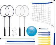 🏐 franklin sports volleyball and badminton set - all-in-one combo game set with volleyball, pump, badminton rackets, birdies, net, and adjustable poles - ideal for beach or backyard fun логотип