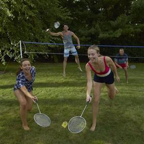 img 2 attached to 🏐 Franklin Sports Volleyball and Badminton Set - All-in-One Combo Game Set with Volleyball, Pump, Badminton Rackets, Birdies, Net, and Adjustable Poles - Ideal for Beach or Backyard Fun