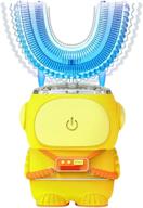🦷 ультразвуковая детская электрическая зубная щетка: megadream детская автоматическая зубная щетка u-shape с 360° очисткой, шестью умными режимами, защитой ipx7 от воды, заряжаемая - желтая, 2-7 лет логотип