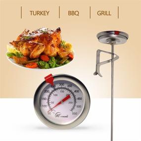 img 1 attached to KT THERMO Instant Read Deep Fry Thermometer - Dial & Stainless Steel Stem - Best for Turkey, BBQ, Grill