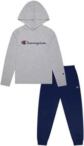 img 4 attached to 👕 Heather Champion Boys' Sleeve Sweatpants: Optimized Set for Boys' Clothing