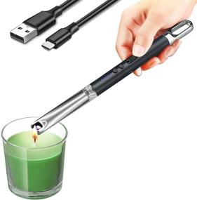 img 4 attached to 💡 USB Rechargeable Arc Lighter with LED Lighting - Ideal for Candle Lighting, Gas Stoves, Camping, Barbecue, and More! Perfect for Home Kitchen, Cooking, Camping, BBQ, Holiday Fireworks - Black Color