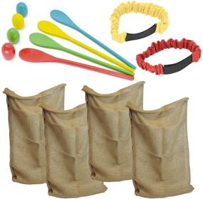 img 2 attached to 🥔 Ultimate 4 Players Outdoor Lawn Games Kit: Potato Sack Race Bags, Egg and Spoon Race, Legged Relay Bands - Fun for All Ages, Perfect for Easter Egg Hunts & Parties!