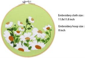 img 3 attached to 🌸 HaiMay 4 Piece Embroidery Starter Kit: Pattern, Instructions, Cross Stitch Kit with 4 Floral Patterned Embroidery Clothes, 4 Bamboo Embroidery Hoops, Color Threads, and Tools