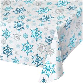 img 4 attached to ❄️ Snowflake Swirls All Over Print Plastic Table Cover - 54 x 102" by Creative Converting