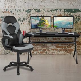 img 3 attached to 🎮 Enhanced Flash Furniture Gaming Desk and Racing Chair Set - Cup Holder, Headphone Hook, Removable Mouse Pad Top, and 2 Wire Management Holes