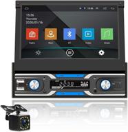 7 inch android single din car stereo: bluetooth, wifi, gps, touch screen, fm radio, usb/aux-in, with backup camera logo