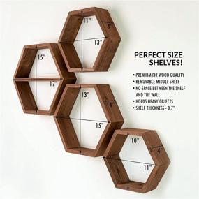 img 1 attached to 📚 Rustic Brown Extra Large Hexagon Floating Shelves Set of 4 - Honeycomb Decor - Geometric Hexagonal Wall Shelves - Wooden Octagon Honeycomb Shelf